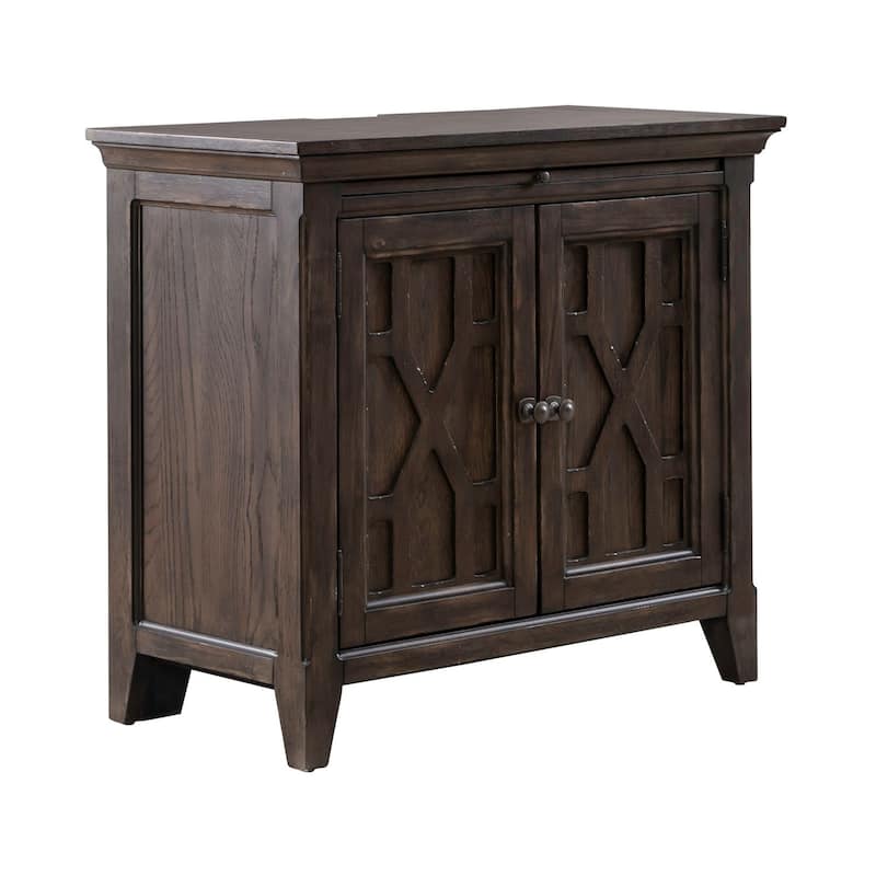 Paradise Valley Saddle Brown 2 Door Bedside Chest Charging Station