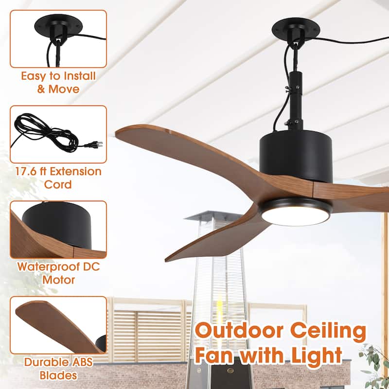 42" Classic Waterproof Wet Outdoor Gazebo Ceiling Fan with Light and Hook