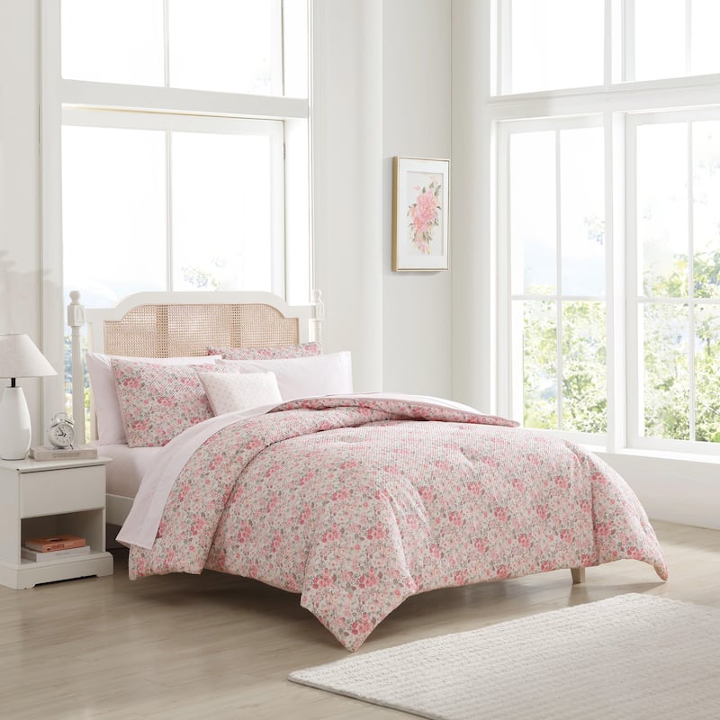 Laura Ashley Quartet Reversible Pink Bonus Bed Set