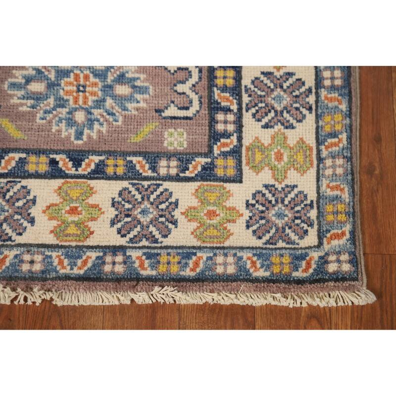 Traditional Kazak Oriental Rug Handmade Grey Wool Carpet - 2'0"x 3'0"