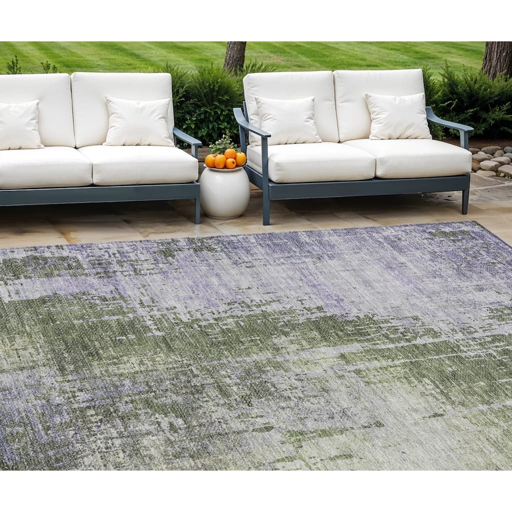 HomeRoots Abstract Transitional Rectangle Outdoor Rug