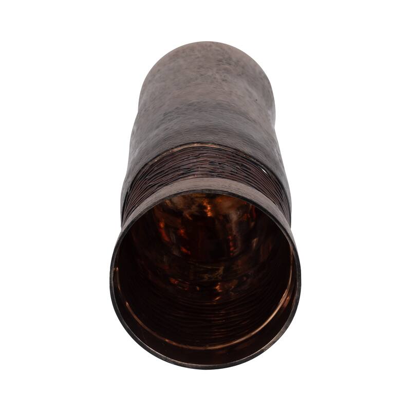 Sagebrook Home Modern Glass Bronze Cylinder Textured Enamel Vase