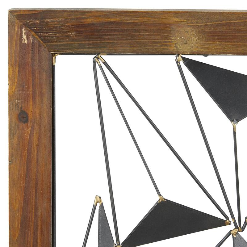 Metal Geometric Home Wall Decor with Wood Frame - Set of 2 Black - Roche River Decor
