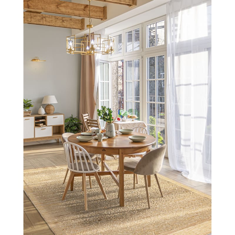 ECARPETGALLERY Braid weave Sienna Beige Wool Rug - 5'0 x 7'0