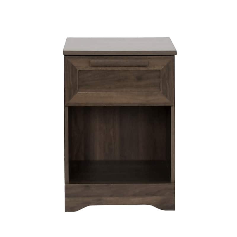 Nightstand with Single Drawer and Handles, Decorative Table with Bottom Shelf, Bedroom Coffee Table with Wooden Tabletop
