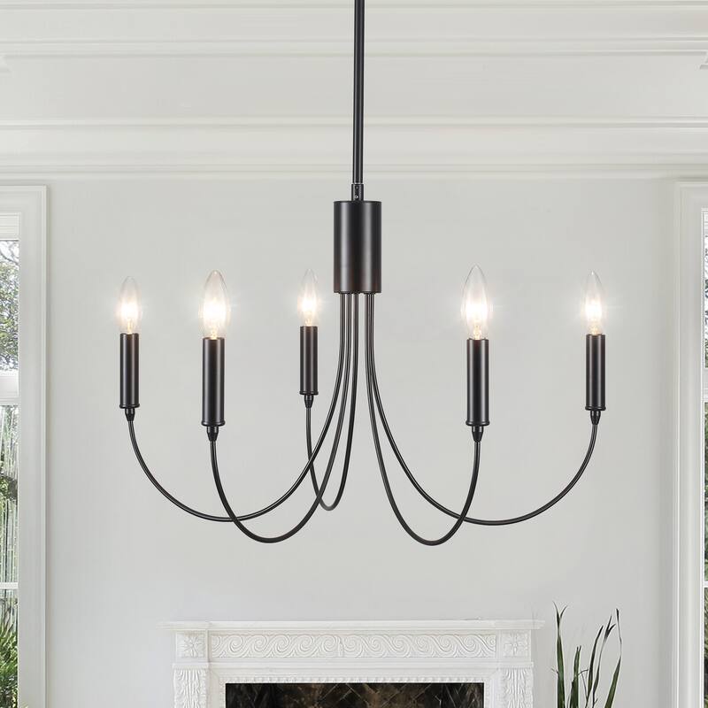5-Light 23.62 in. Classic Chandelier for Kitchen Living Room - Black