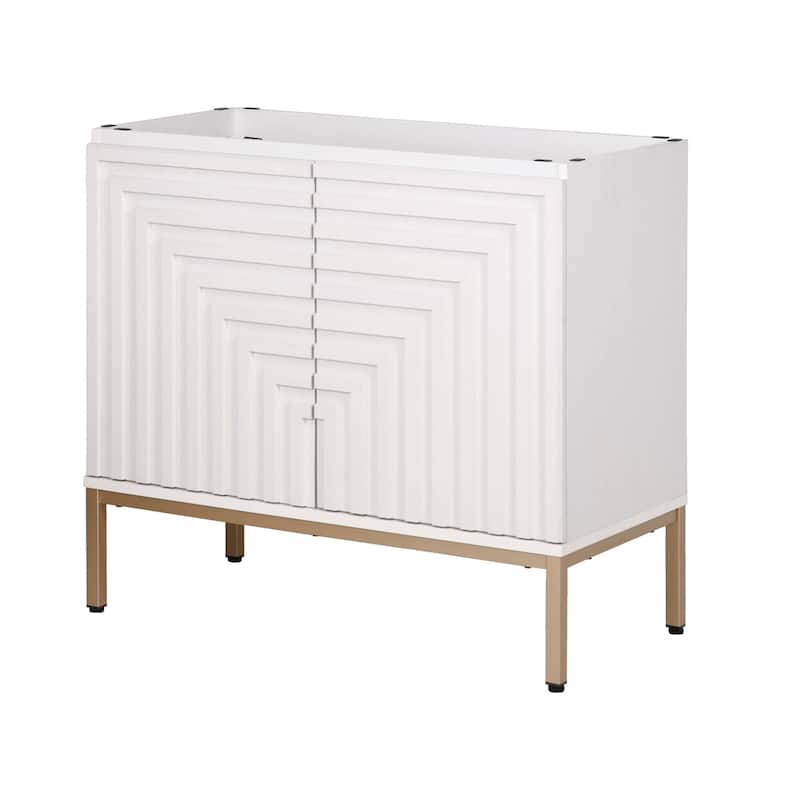 Rowan Geometric Modern Transitional 2-Shelf Bath Vanity Cabinet Only (Sink Basin Not Included), By JONATHAN Y
