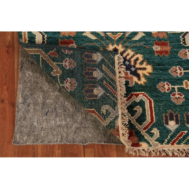 All-Over Green Kazak Indian Runner Rug Handmade Wool Carpet - 2'6"x 9'11"