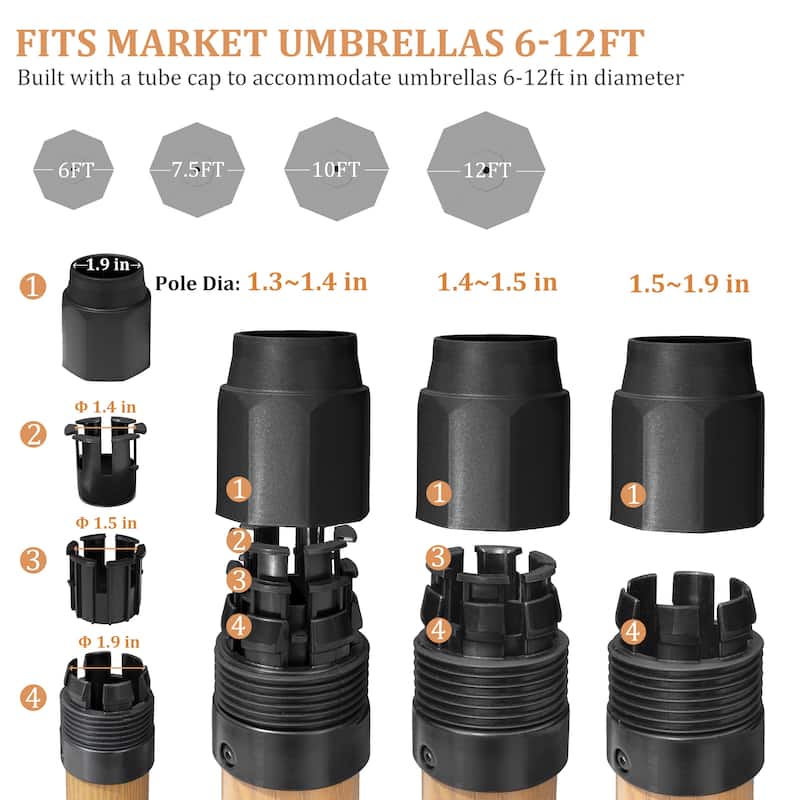 VredHom Round Market Umbrella Base Concrete / Cement Metal With Wheels
