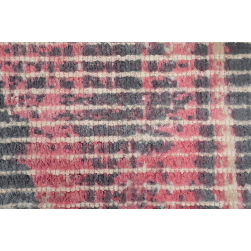 Hand Knotted Oriental Viscose Silk Carpet Modern All-Over Pink Abstract Area Rug - 4' 0'' X 2' 0''