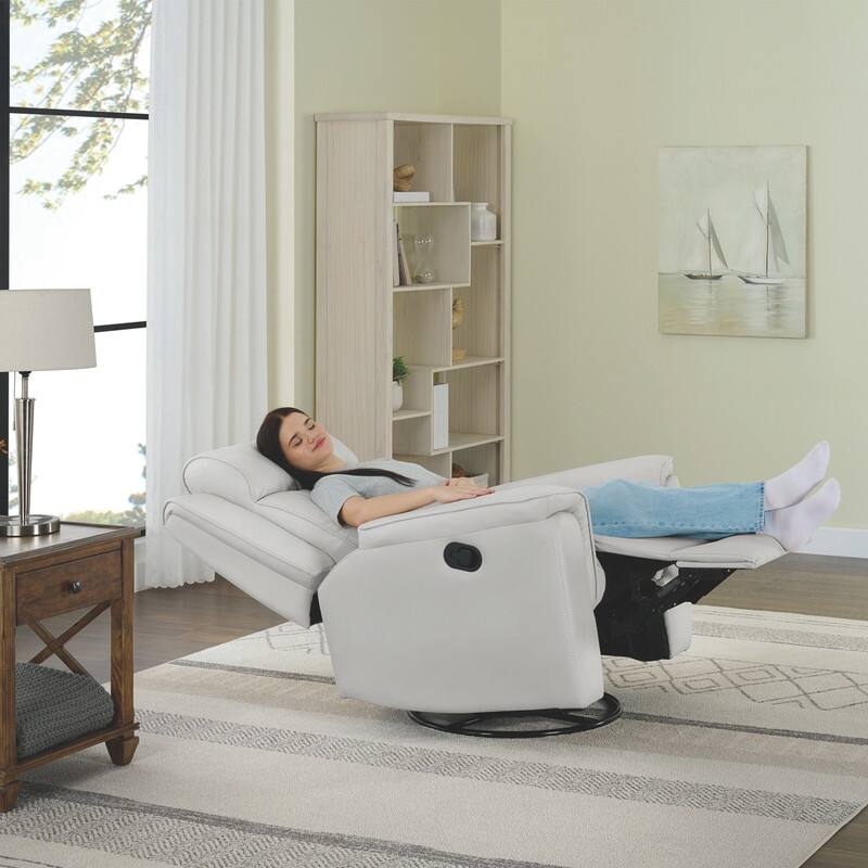 Spruce & Spring Alexis Swivel Manual Recliner Faux Leather Glider Recliner