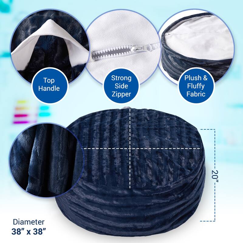 Cheer Collection Faux Fur Bean Bag and Stuffed Animal Storage Case