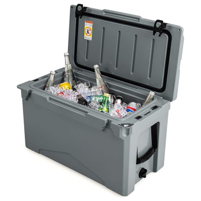 50 QT Rotomolded Cooler Portable Ice Chest Ice Retention for 5-7 Days - Grey