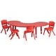 preview thumbnail 3 of 14, 35"W x 65"L Half-Moon Plastic Adjustable Activity Table Set - 4 Chairs Red