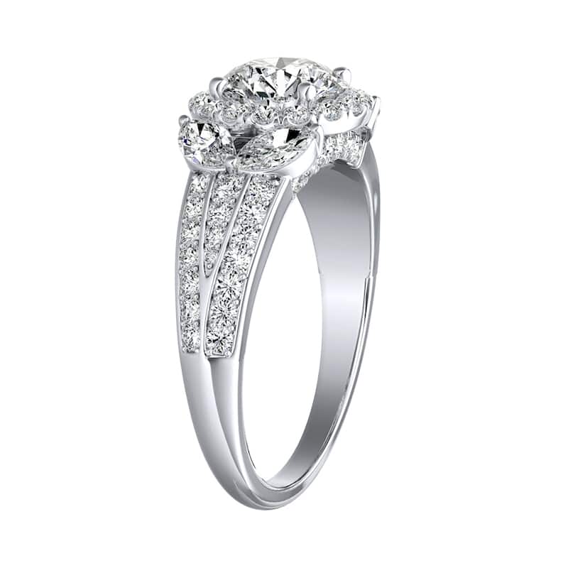 Auriya 14k Gold Floral Vintage 1 1/3ctw Round Halo Diamond Engagement Ring (G-H, VS1-VS2)