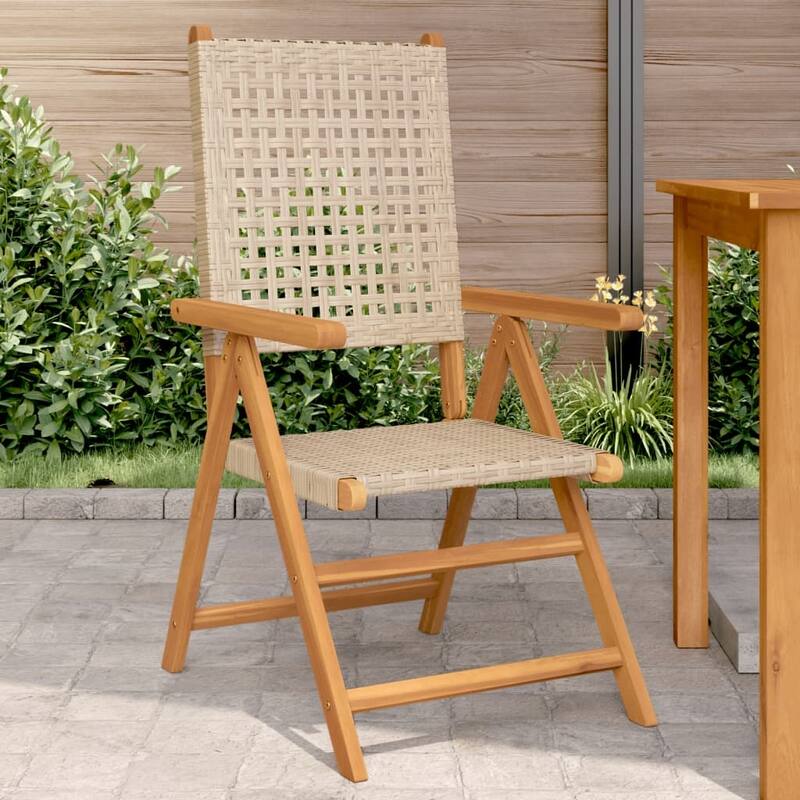 vidaXL Patio Chairs Garden Seating Furniture Solid Wood Acacia and Poly Rattan