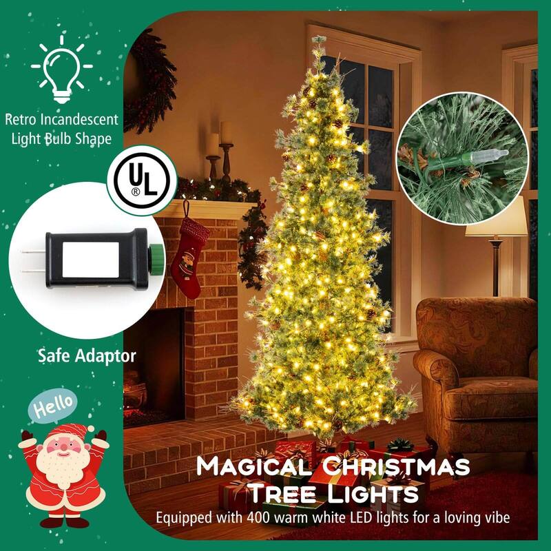 Costway 6/7/8 FT Artificial Christmas Tree with 370/502/702 Branch & - See Details - Green