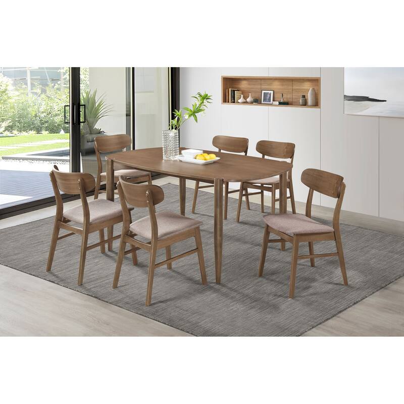 Dortch Walnut Oval Solid Wood Dining Set