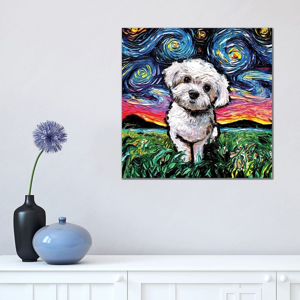 iCanvas "Maltipoo Night" by Aja Trier Canvas Print