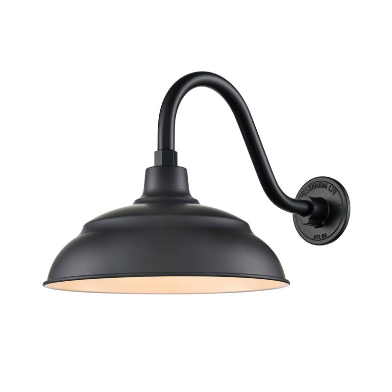R Series 1-Light Aluminum Warehouse Shade Satin Black - Satin Black