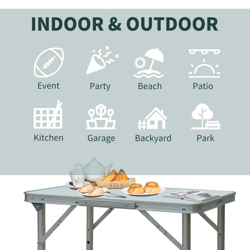 23" Folding Camping Table with Height Adjustability, Lightweight Portable Table with Carry Handle, Outdoor Folding Table