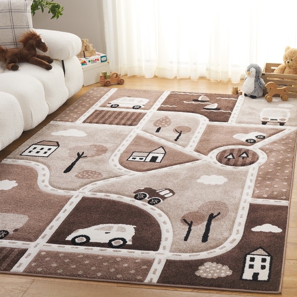 slide 2 of 6, SAFAVIEH Carousel Kids Mihaila Neighborhood Rug 8' x 10' - Brown/Beige