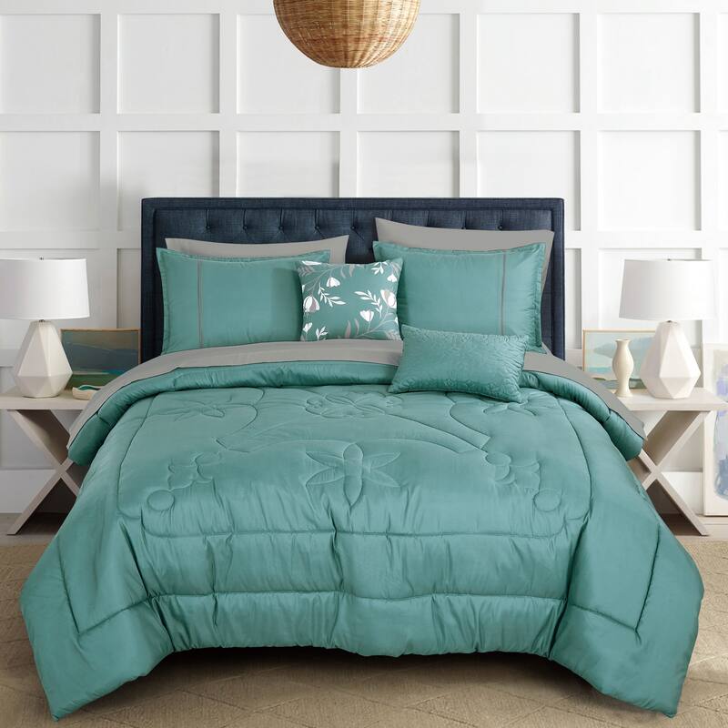 Shatex Urenna 9PC Bedding Comforter Set All-season Reversible Bed in a Bag