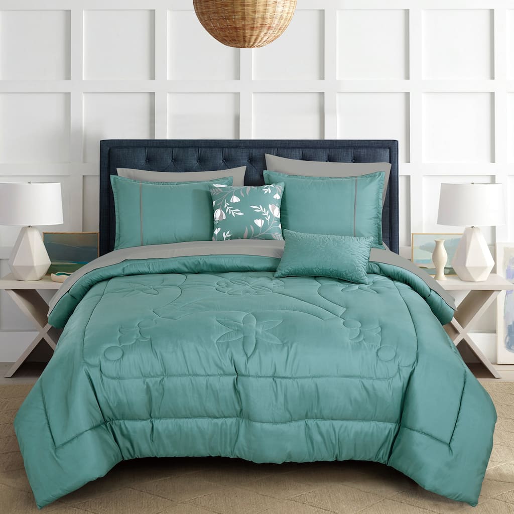 Shatex Urenna 9PC Bedding Comforter Set All-season Reversible Bed in a Bag