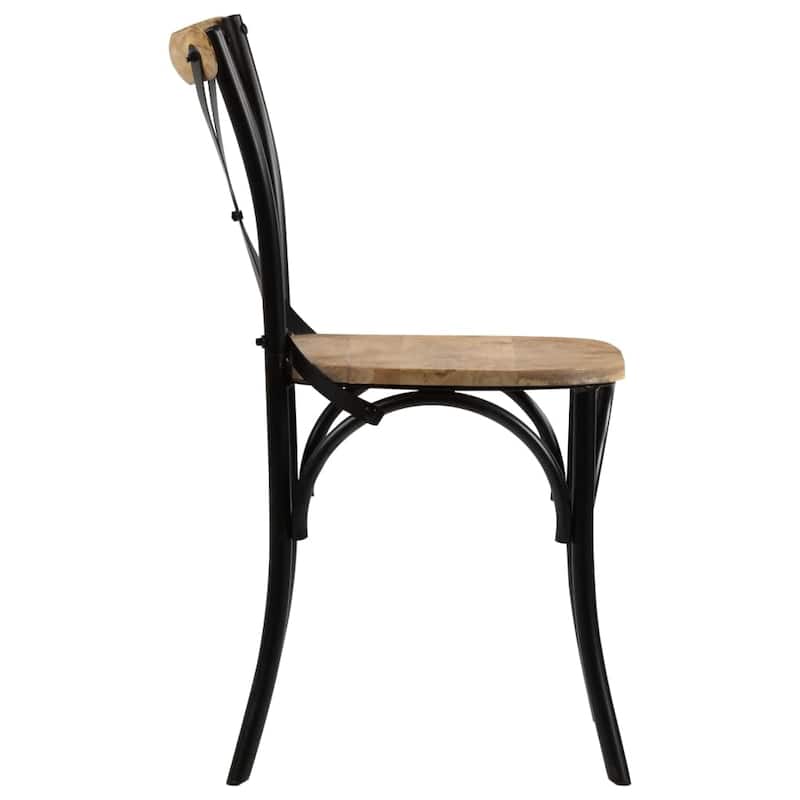 vidaXL Cross Chairs 4 pcs Black Solid Mango Wood - 20.1" x 20.5" x 33.1"