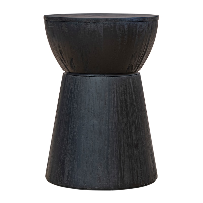 Sculpted Wood Drum Accent Table by East at Main