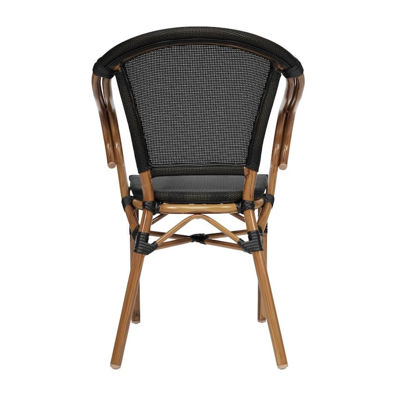 All-Weather Commercial Paris Chair with Arms and Metal Frame