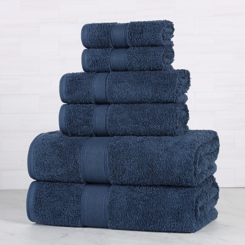 Superior Oregon Organic Cotton Solid 6-Piece Towel Set - Navy Blue