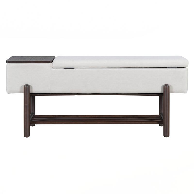 Farmhouse Upholstered Storage Bench with Hidden Compartment, Modern Entryway Bench for Living Room, Entryway - Espresso