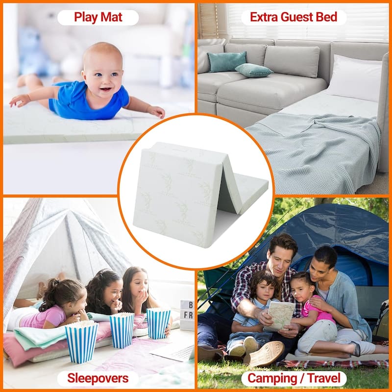 Cheer Collection Tri-fold 4-inch Folding Futon Mattress