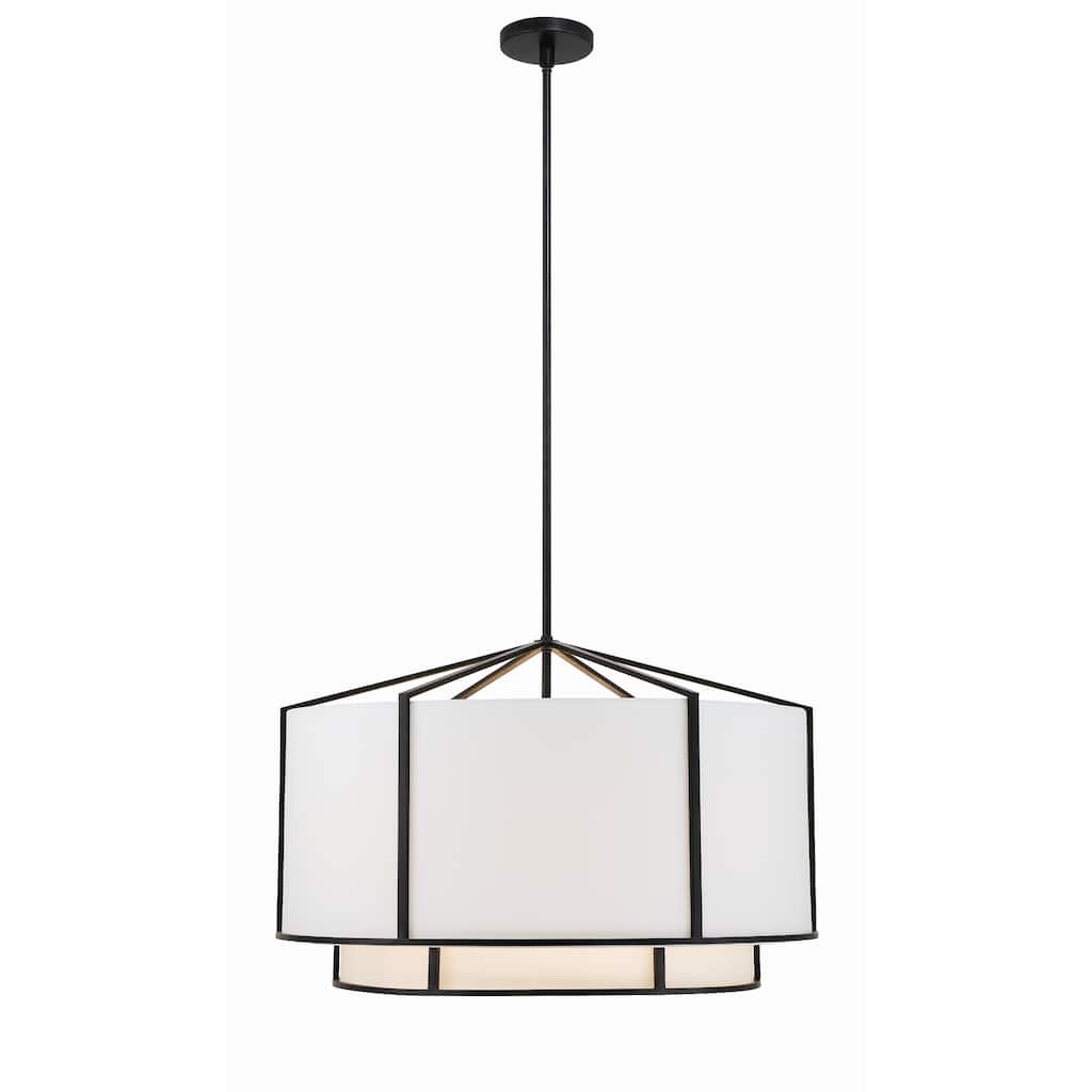 Carlyn 6 Light Black Chandelier - 28"W x 19"H