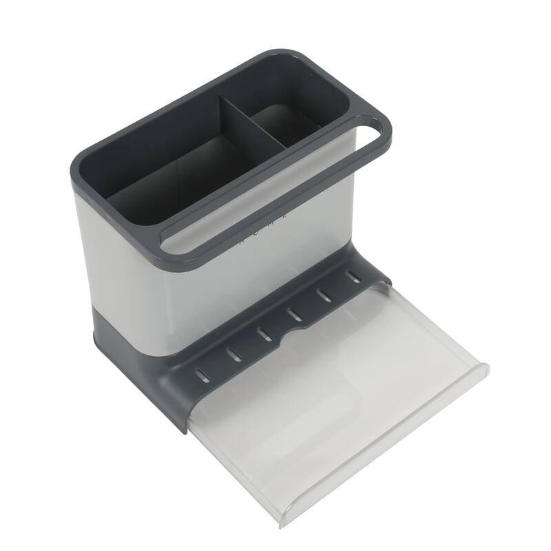 Gibson Home Ledgebrook Sink Caddy - Kitchen Organizer with Metal Panel, Sponge Holder, and Drain Board for Countertop Storage.