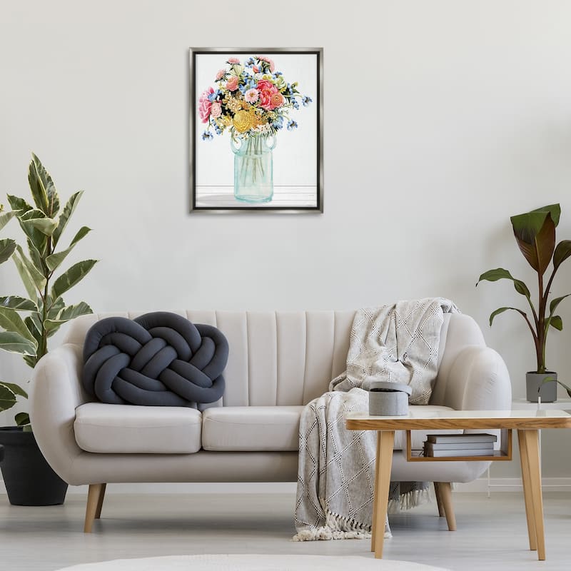 Stupell Country Classic Bouquet Framed Floater Canvas Wall Art Design By Cindy Jacobs
