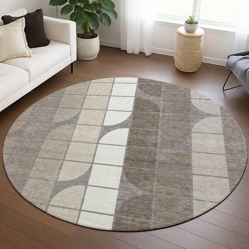 Machine Washable Indoor/ Outdoor Modern Finch Chantille Rug
