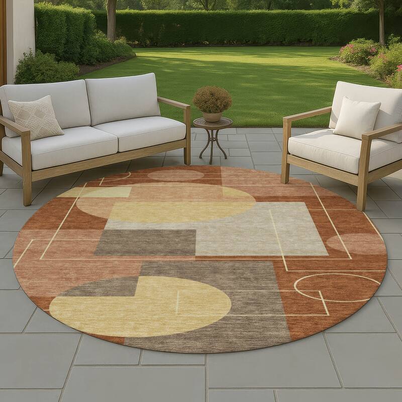 Machine Washable Indoor/ Outdoor Modern Filly Chantille Rug - Paprika - 8' x 8'