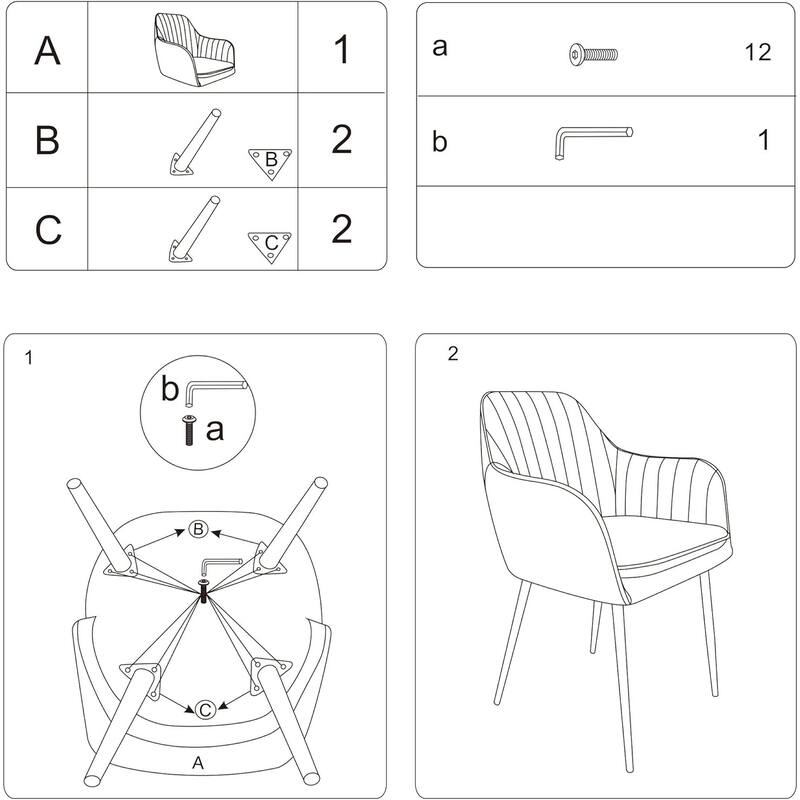 CangLong Furniture Modern Living Dining Room Accent Arm Chairs Club Guest with Metal Legs, Set of 2, Beige