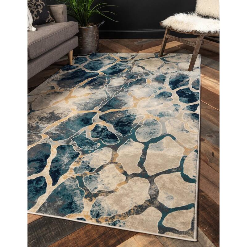Contemporary Harrogate Collection Area Rug - Navy Blue - 10'x14'1"