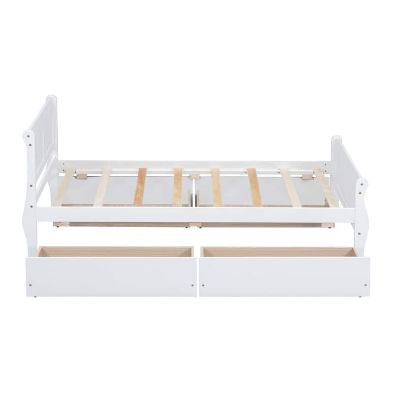 Merax Wood Platform Bed with 4 Drawers and Streamlined Headboard & Footboard