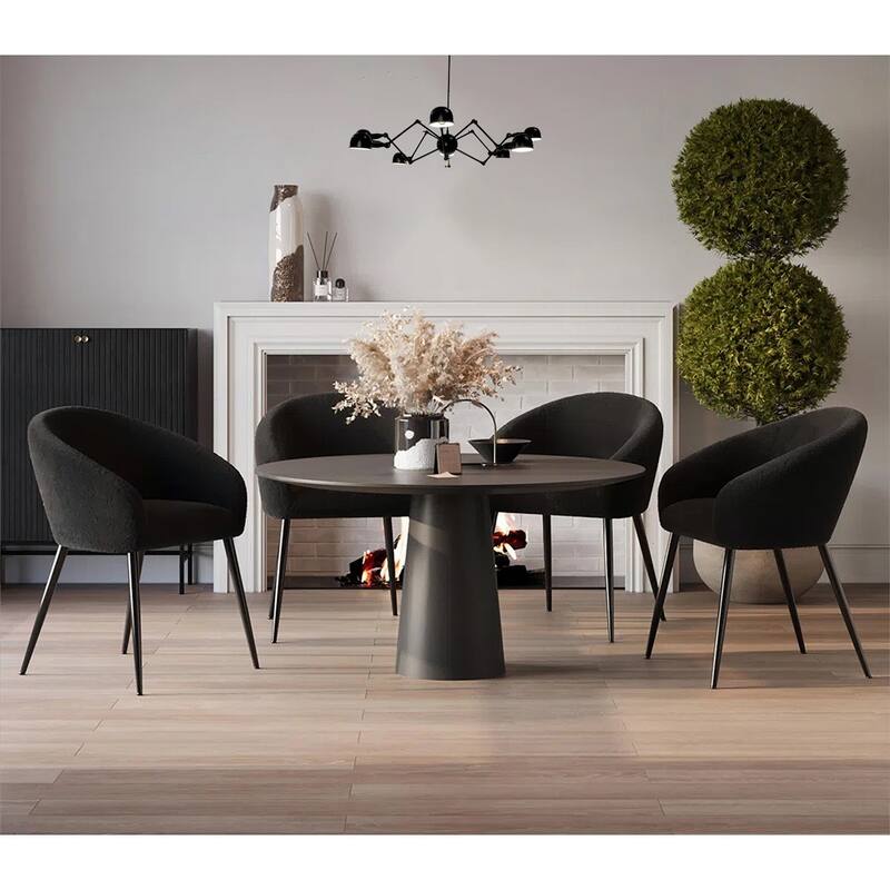 8-Light Black Chandelier With Aluminum Shades