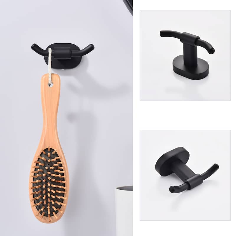 Wall Mounted Double Bathroom Towel Hooks 2 in 1 Robe Hooks(Set of 2)