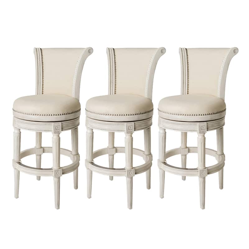 Maven Lane 31" Pullman Swivel Bar Height Kitchen Stool - Set of 3 - White Oak