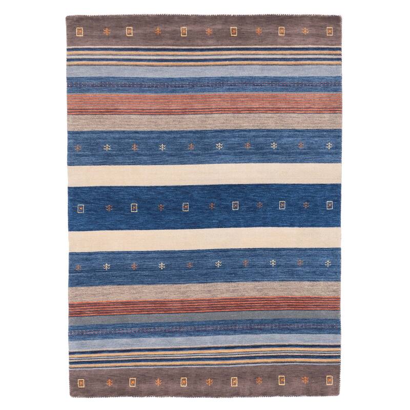 ECARPETGALLERY Hand Loomed Kashkuli Gabbeh Dark Blue Wool Rug - 6'10 x 9'9