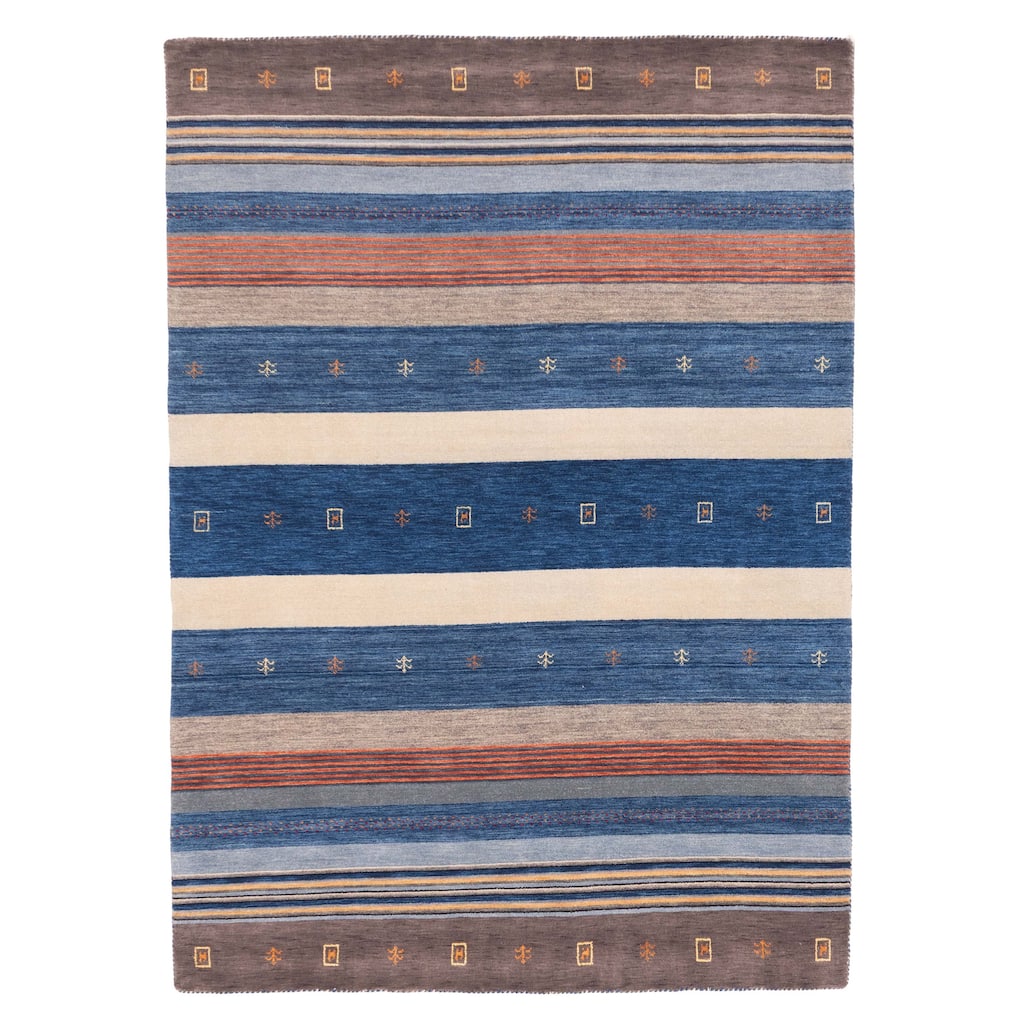 ECARPETGALLERY Hand Loomed Kashkuli Gabbeh Dark Blue Wool Rug - 6'10 x 9'9