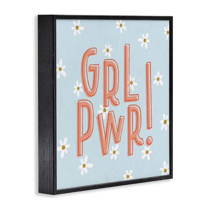 Stupell Girl Power with Daisy Patterns Framed Giclee Art Design By Sarah Hickman