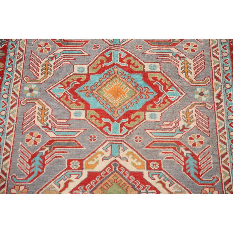 Grey Traditional Kazak Oriental Area Rug Handmade Wool Carpet - 4'0"x 6'0"