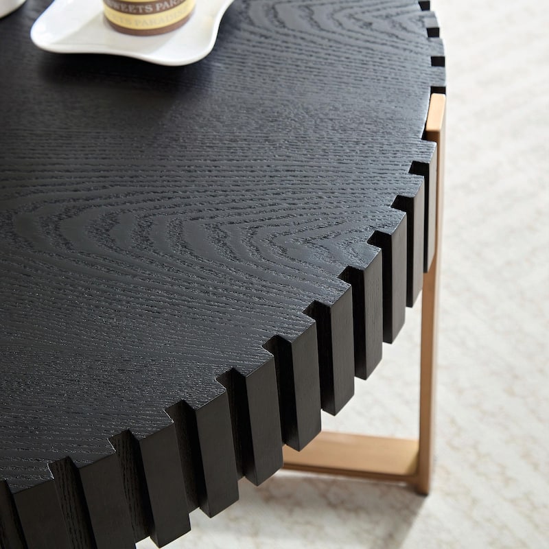 31.5 Inch Round Coffee Table with Sturdy Pedestal